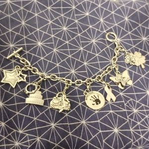 Silver tone charm bracelet